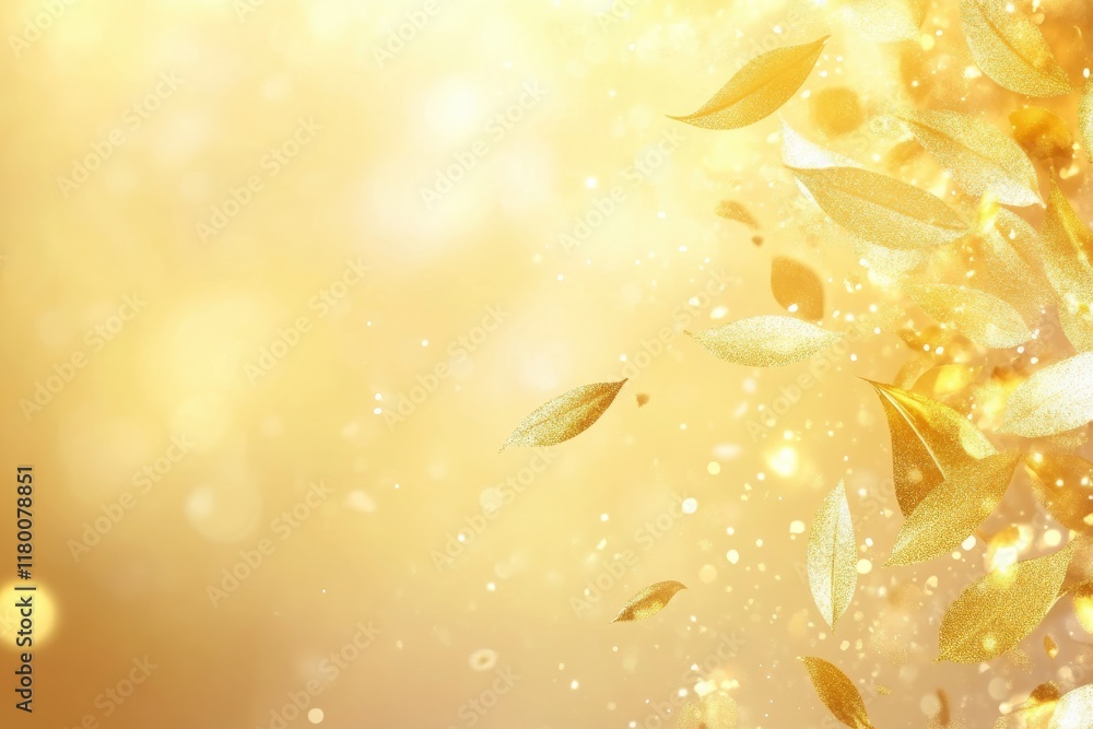 Obraz premium Golden leaves dance in a radiant, warm light.