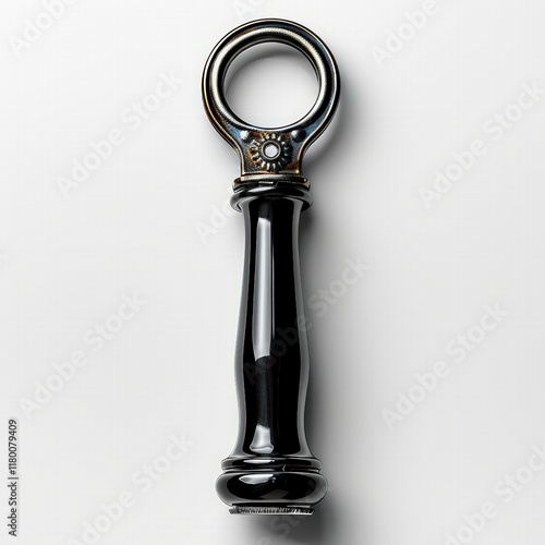 Mockup of a Blank Chic Designer Bottle Opener Isolated on a White Background for Product Branding photo