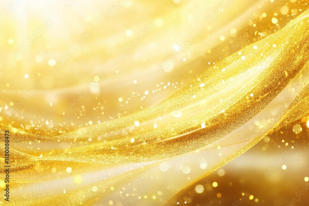 Obraz premium Golden Glittering Waves Abstract Background