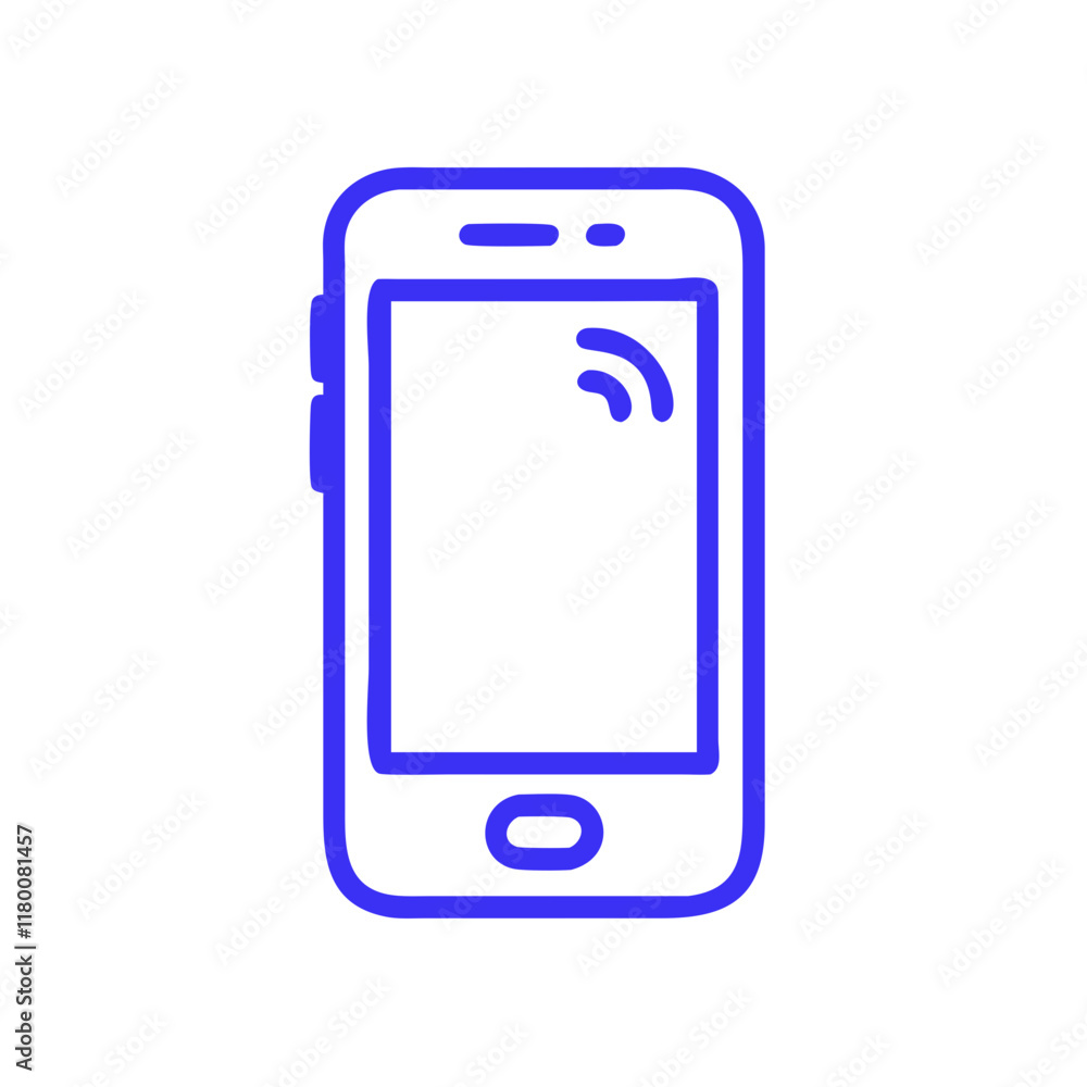 Minimalist line drawing of a mobile phone with a signal icon Minimalist line drawing of a mobile phone with a signal icon