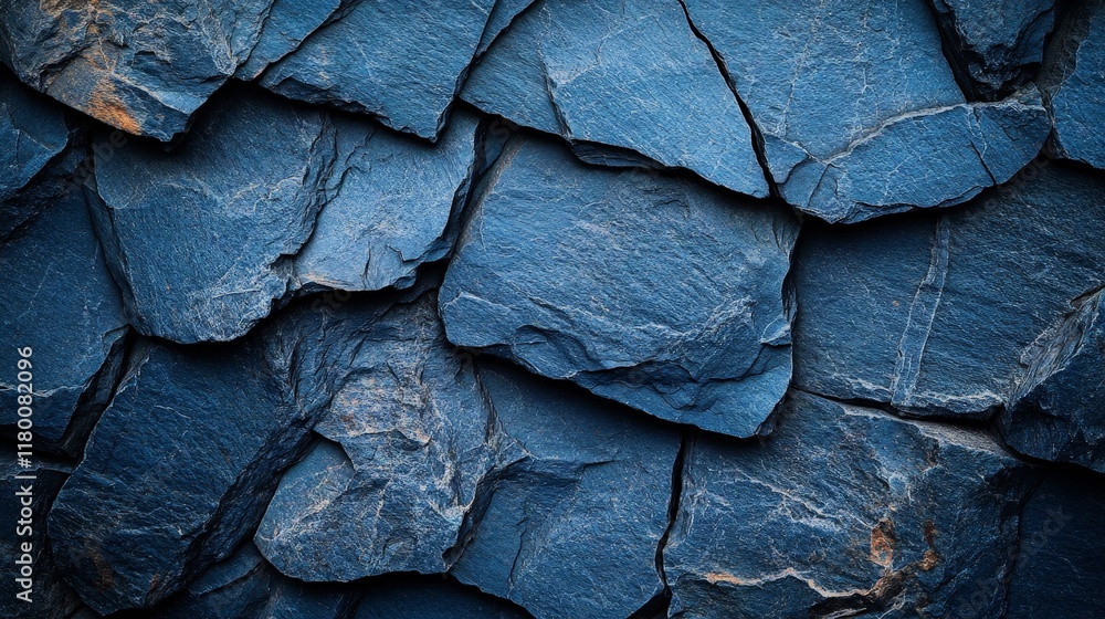Close-up texture of dark blue slate rocks, showcasing rough cracked layers. Ideal for backgrounds, geology presentations, or design projects requiring a natural, earthy tone. Close-up texture of dark blue slate rocks, showcasing rough cracked layers. Ideal for backgrounds, geology presentations, or design projects requiring a natural, earthy tone.