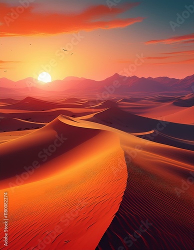 couché de soleil sur le desert