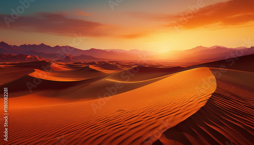 couché de soleil sur le desert