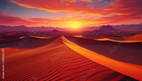 couché de soleil sur le desert