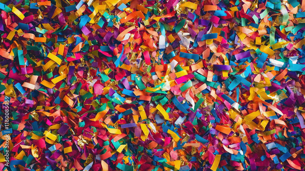 Fototapeta premium Colorful birthday and carnival party confetti background. Generative AI