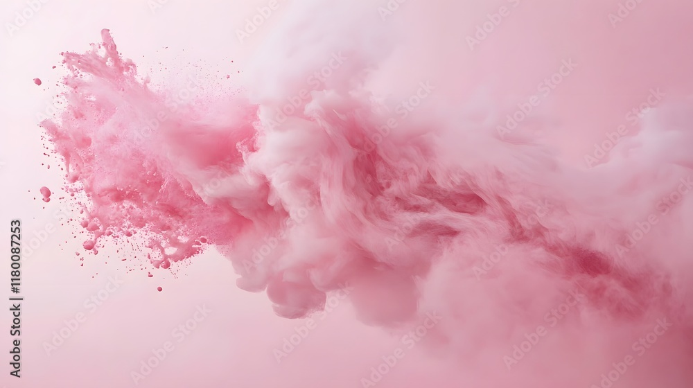 Obraz premium Pink and white abstract paint cloud explosion
