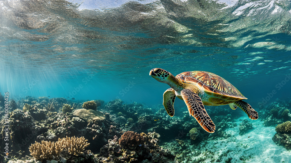 Fototapeta premium turtle swimming in the sea