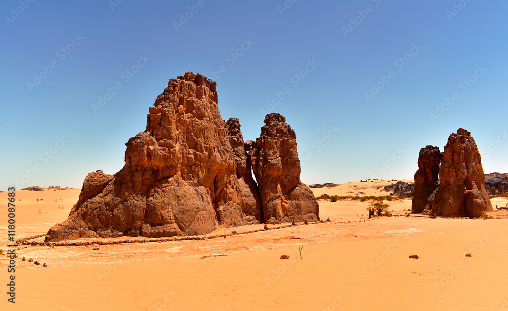 Rock formation at Tegharghart near Djanet, Tassili nAjjer National Park, close-up view, Algeria, Sahara, Africa
