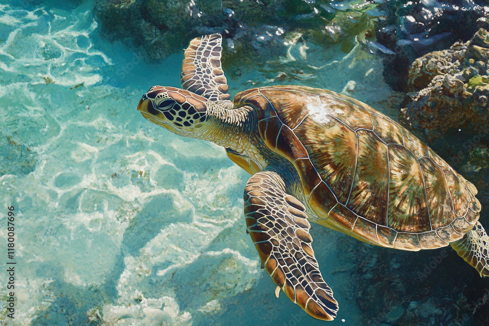 Fototapeta premium sea turtle swimming