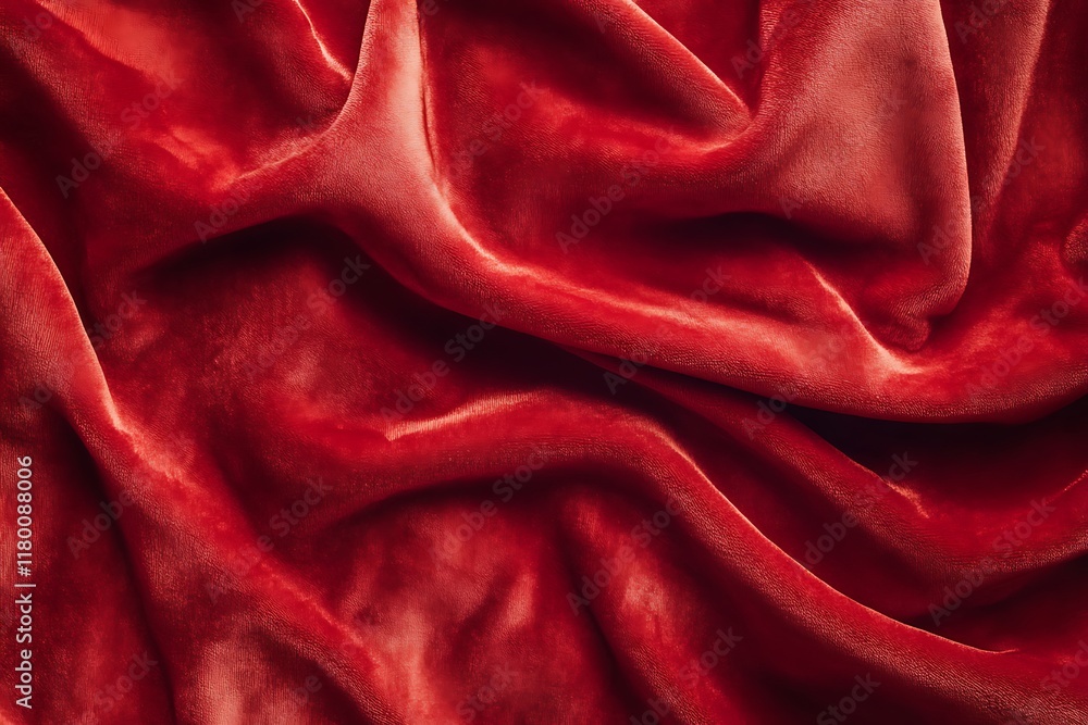 Obraz premium Texture of red satin fabric as background, close-up.