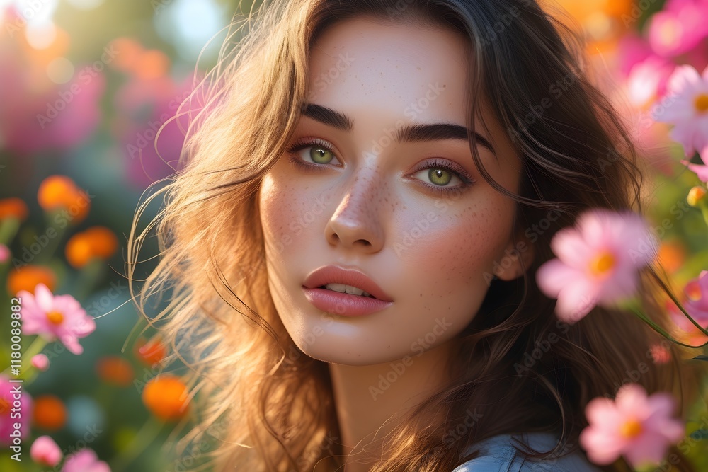portrait of a girl with flowers portrait of a girl with flowers