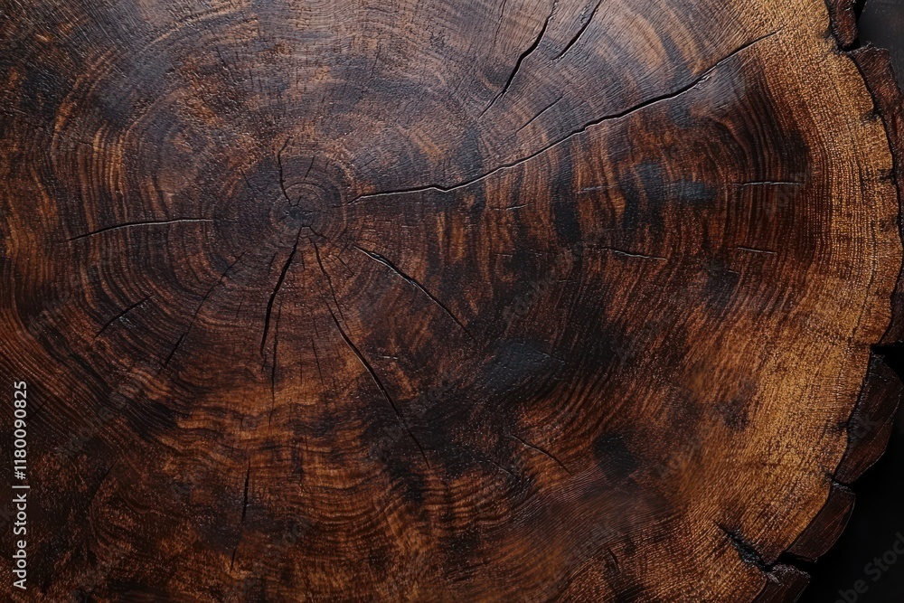 Naklejka premium Dark wood cross-section, rich texture