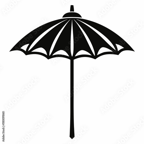 Elegant Parasol Silhouette Vector on White