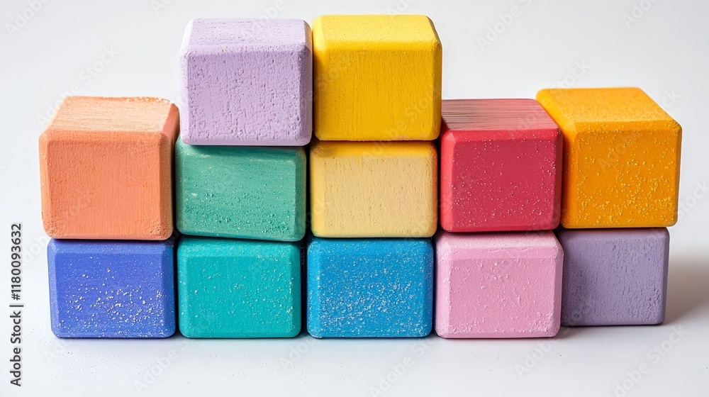 A pattern of colorful wooden blocks arranged in a gradient, representing creativity and learning. A pattern of colorful wooden blocks arranged in a gradient, representing creativity and learning.