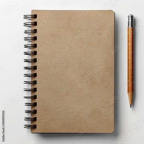 Mockup of a Blank Chic Designer Notebook Isolated on White Background photo