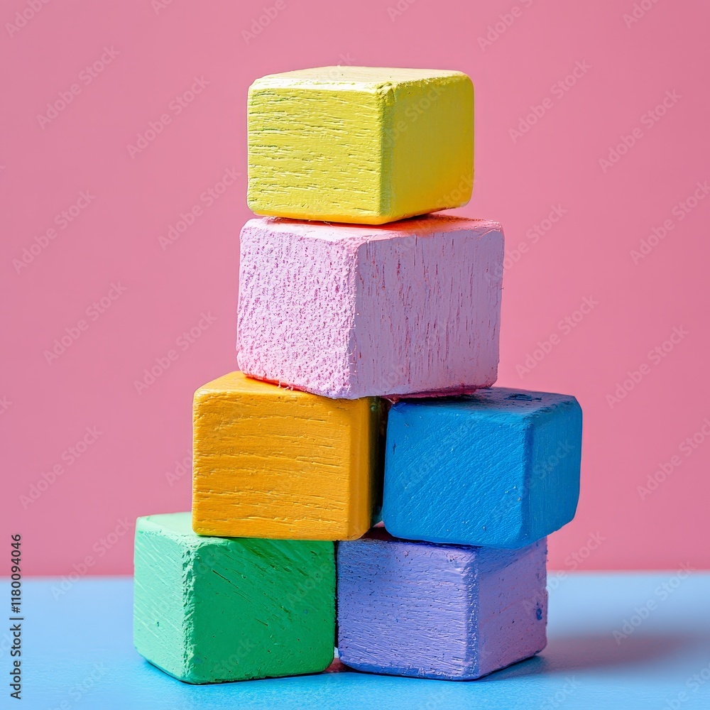 A pattern of colorful wooden blocks arranged in a gradient, representing creativity and learning. A pattern of colorful wooden blocks arranged in a gradient, representing creativity and learning.