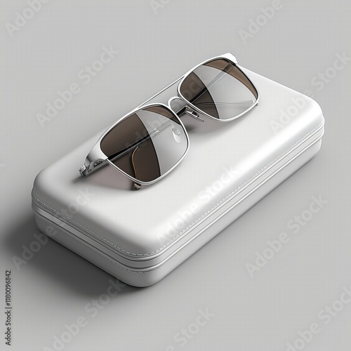 Mockup of a Blank Chic Designer Sunglasses Case Isolated on White Background photo