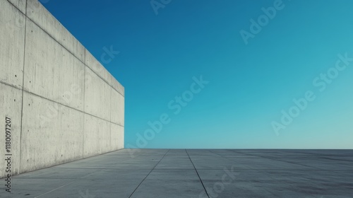 Wallpaper Mural Minimalist concrete wall and floor against a clear blue sky. Torontodigital.ca