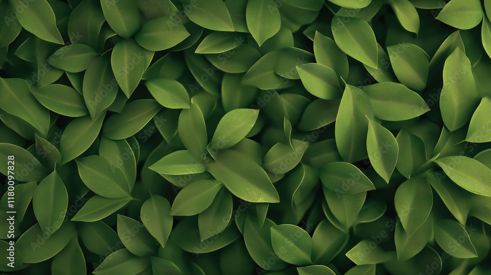Fototapeta premium Green leaf background close up view. Nature foliage abstract of leave texture for showing concept of green business and ecology for organic greenery and natural product background. 3D illustration.