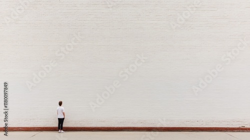 Wallpaper Mural Person facing large blank brick wall. Torontodigital.ca