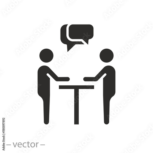 bubble speech interview, people group dialog icon, two person talk, human meeting, flat vector illustration