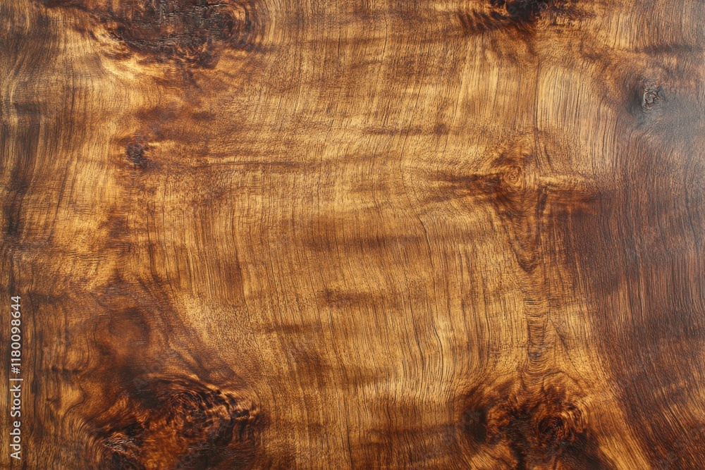 Naklejka premium Rich, dark wood grain texture. Warm brown tones and natural knots.