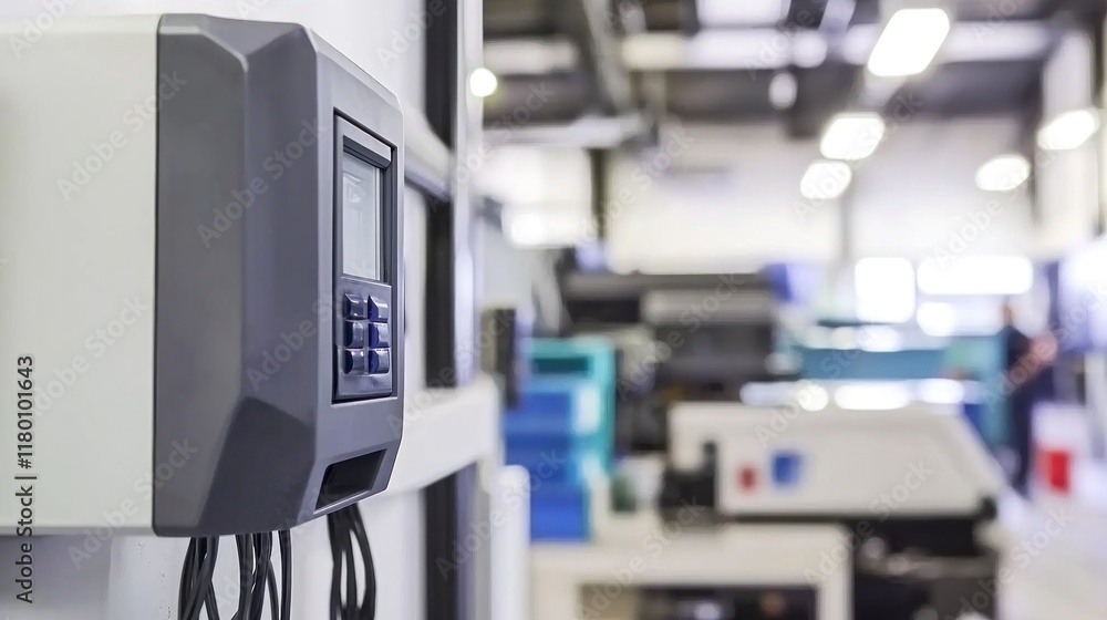 Control panel in a modern industrial workspace. Control panel in a modern industrial workspace.