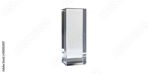 Rectangular glass trophy award isolated on transparent background
