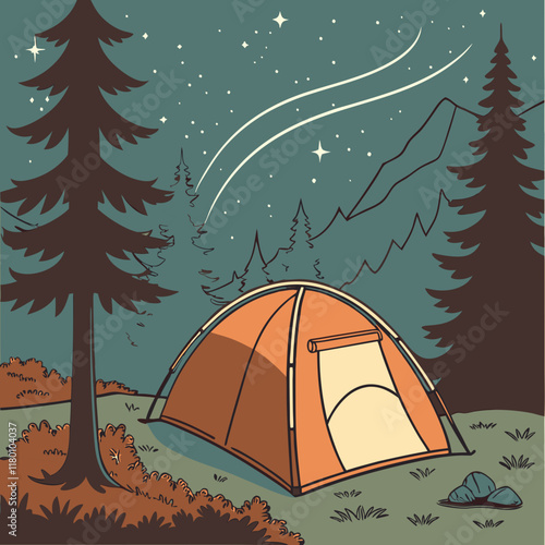 camping in the forest
