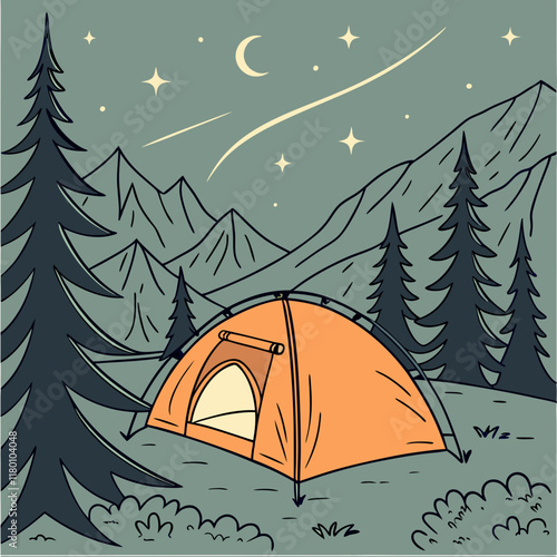 camping in the forest