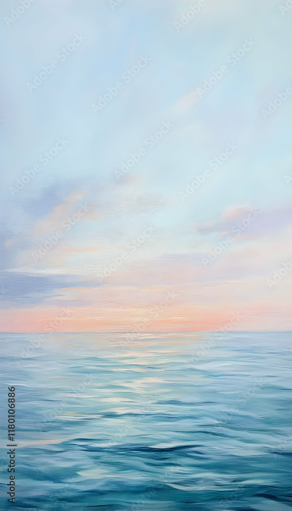 Obraz premium Calm ocean water meeting a pastel-toned sky -