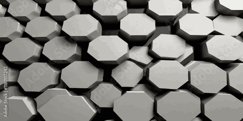 Abstract 3d silver hexagon pattern texture honeycomb Geometric concept movement illustration rendering graphic design use for banner, wallpaper, vector illustration.