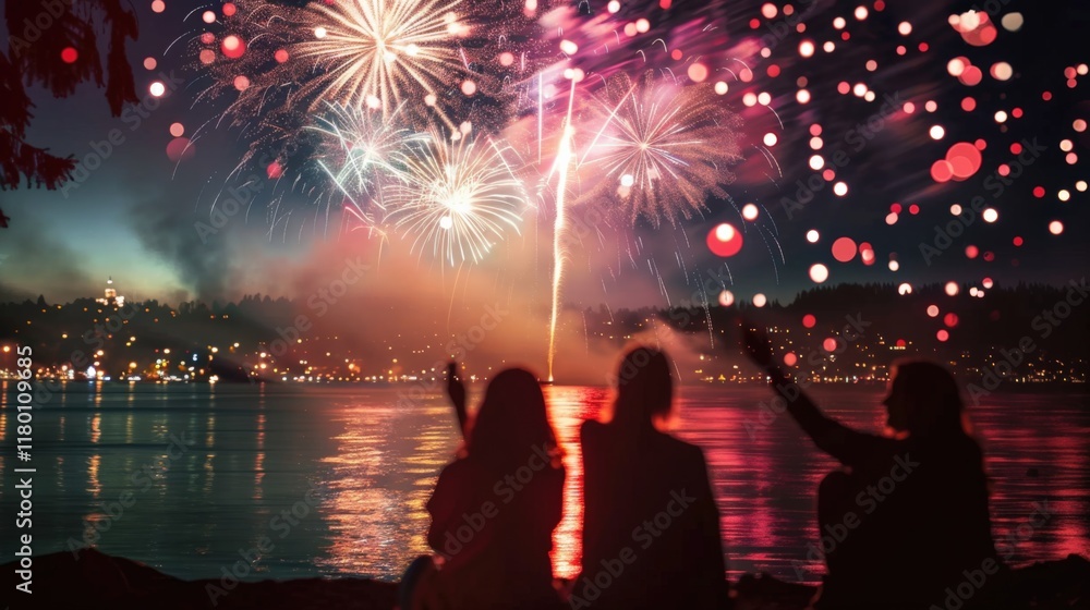 Happy Couple Celebrating New Year Full Shot Celebration Mood, Generative AI Happy Couple Celebrating New Year Full Shot Celebration Mood, Generative AI