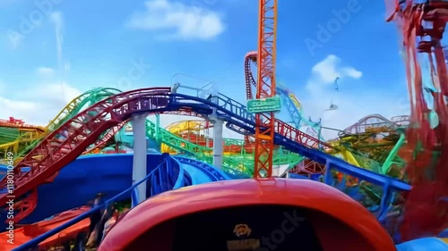 Horizontal video, roller coaster ride, first-person view