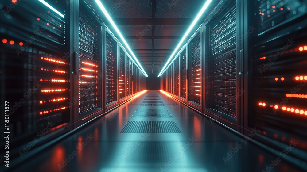 platform for hosting contemporary Internet contents. Rack housing server data storage hardware. The equipment in the data center is connected by a lot of network cables. Generative AI platform for hosting contemporary Internet contents. Rack housing server data storage hardware. The equipment in the data center is connected by a lot of network cables. Generative AI