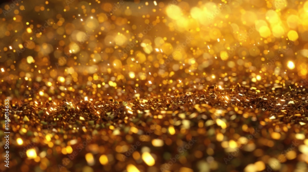 Glowing Gold Confetti and Stars Illuminate Celebration Vibes, Generative AI Glowing Gold Confetti and Stars Illuminate Celebration Vibes, Generative AI