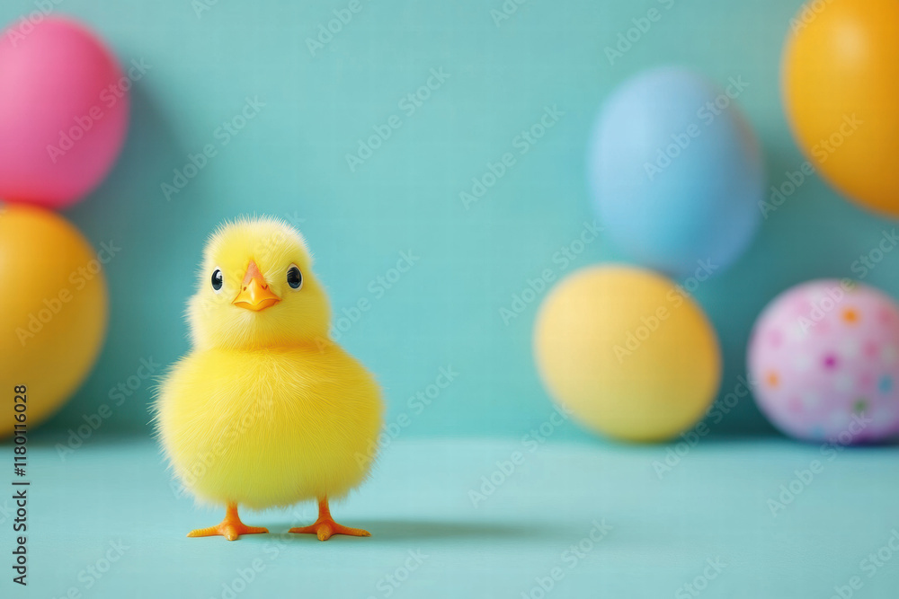 Cute Chick Easter Backdrop with Copy Space Cute Chick Easter Backdrop with Copy Space