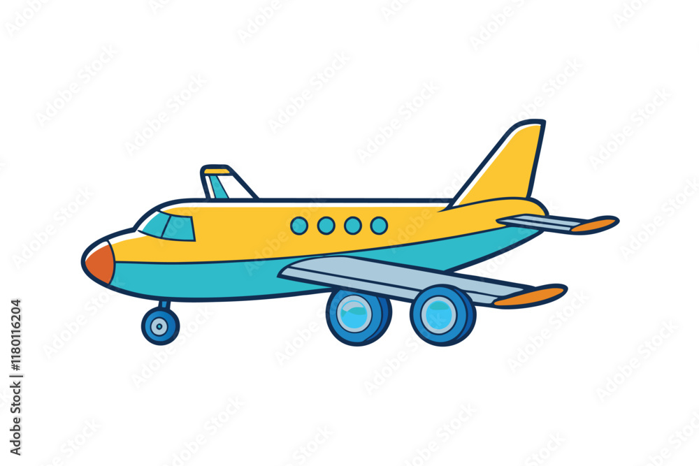Vibrant animated airplane icon featuring bright colors, dynamic style, and simplistic details for creative projects or kids apps Vibrant animated airplane icon featuring bright colors, dynamic style, and simplistic details for creative projects or kids apps
