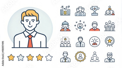 Users and Avatars Vector Line Icons. Teamwork and Businessman symbols. 48x48 Pixel Perfect. photo