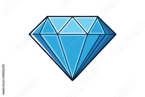 Elegant blue diamond illustration with clean lines and sparkling facets for branding, logos, and decorative use