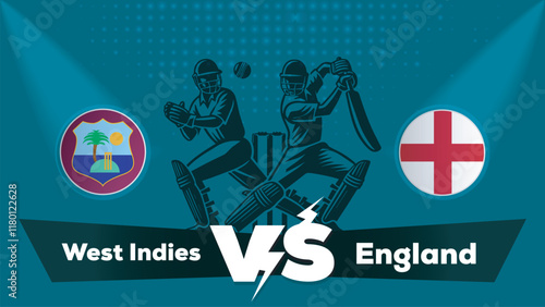 West Indies VS England Match , England Vs West Indies cricket match , Cricket match concept with creative illustration.eps