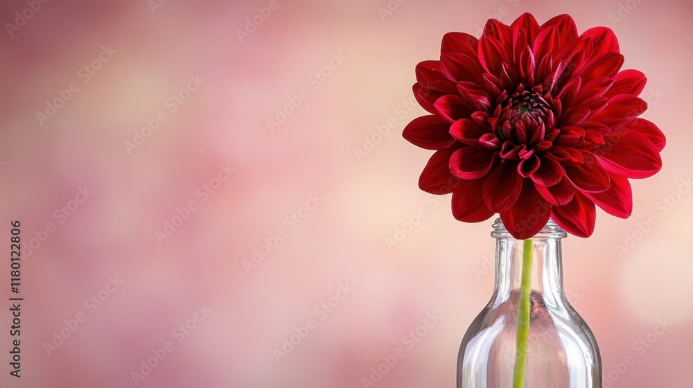 Obraz premium A red flower in a glass vase on a table