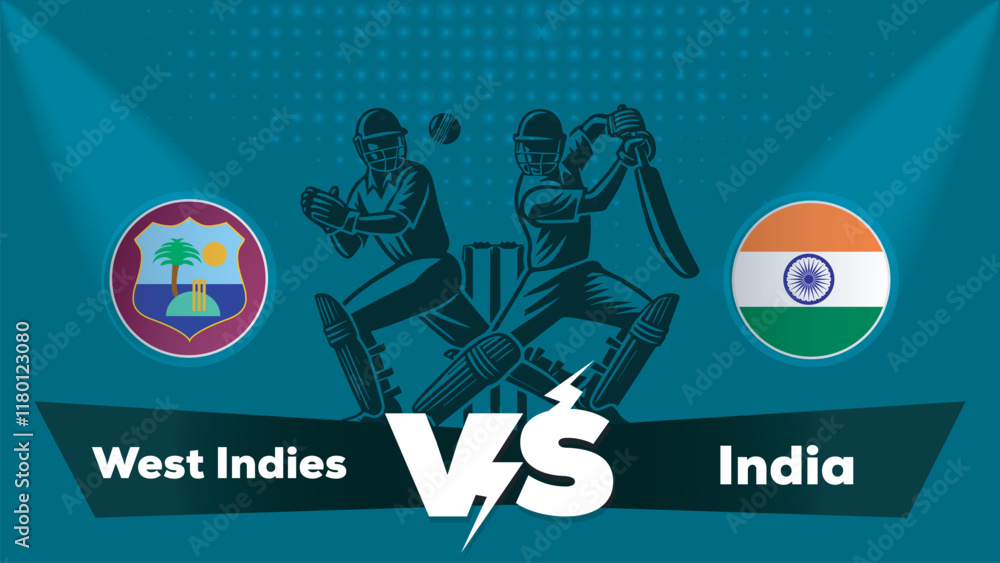 Fototapeta premium West Indies Vs India , India VS West Indies cricket match , Cricket match concept with creative illustration.eps