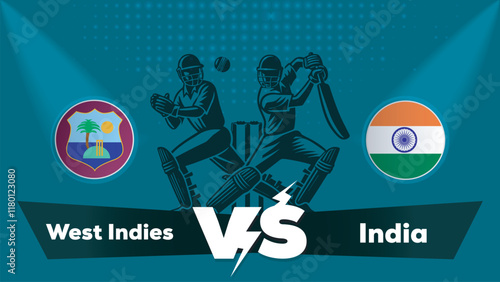 West Indies Vs India , India VS West Indies cricket match , Cricket match concept with creative illustration.eps
