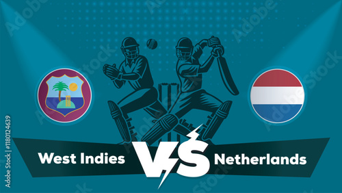 West Indies VS Netherlands , Netherlands Vs West Indies cricket match , Cricket match concept with creative illustration.eps