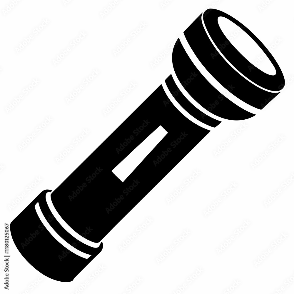Flashlight Icon Black Silhouette on White Canvas Flashlight Icon Black Silhouette on White Canvas