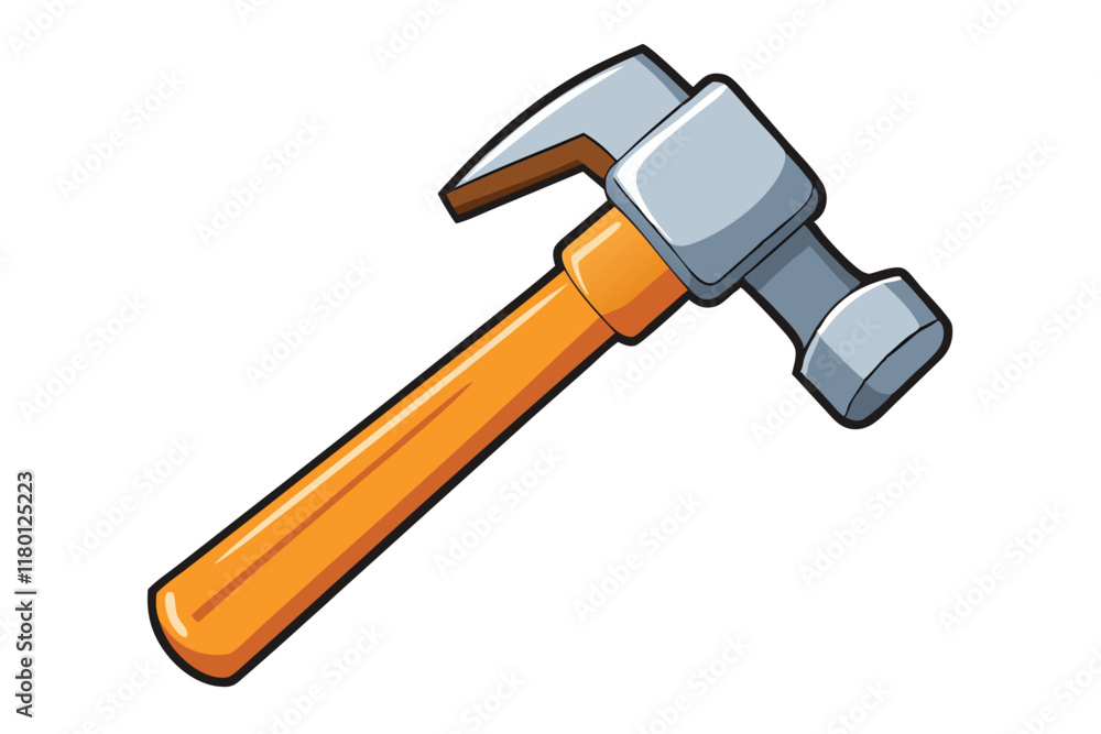 Playful hammer icon with bright colors and detailed design on a plain white backdrop for tool or repair related projects Playful hammer icon with bright colors and detailed design on a plain white backdrop for tool or repair related projects