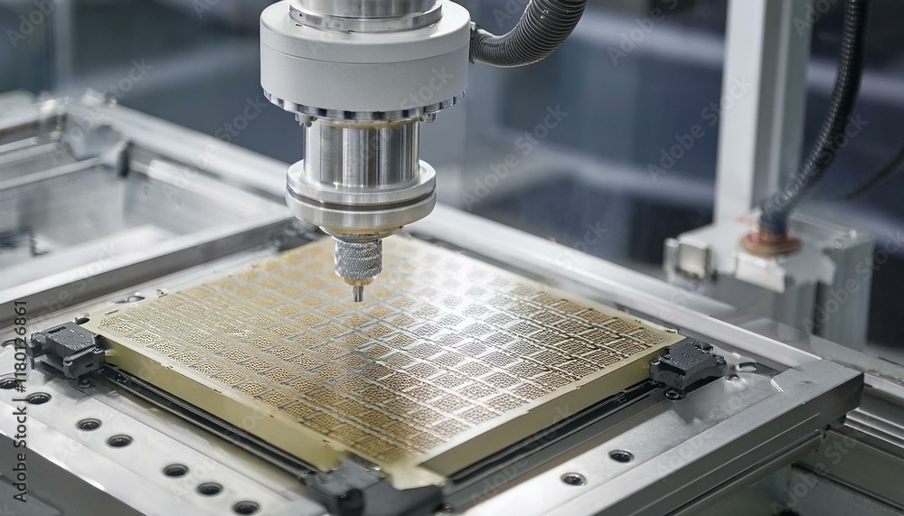 An advanced manufacturing process in which silicon wafers containing ultra-fine circuitry are moved by robotic arms in a cleanroom environment. An advanced manufacturing process in which silicon wafers containing ultra-fine circuitry are moved by robotic arms in a cleanroom environment.
