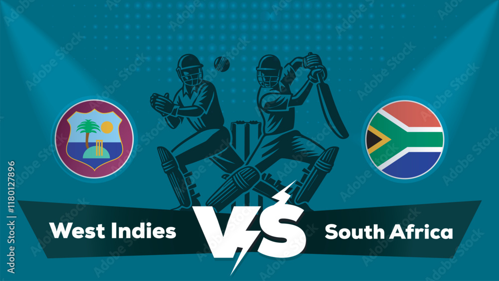 Fototapeta premium West Indies VS South Africa , South Africa Vs West Indies cricket match , Cricket match concept with creative illustration.eps