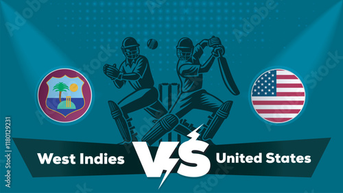 West Indies VS United States,United States vs West Indies cricket match , Cricket match concept with creative illustration.eps